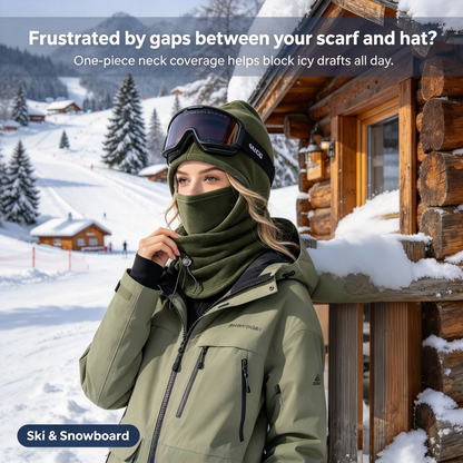 2-piece integrated flannel warm face mask and hat